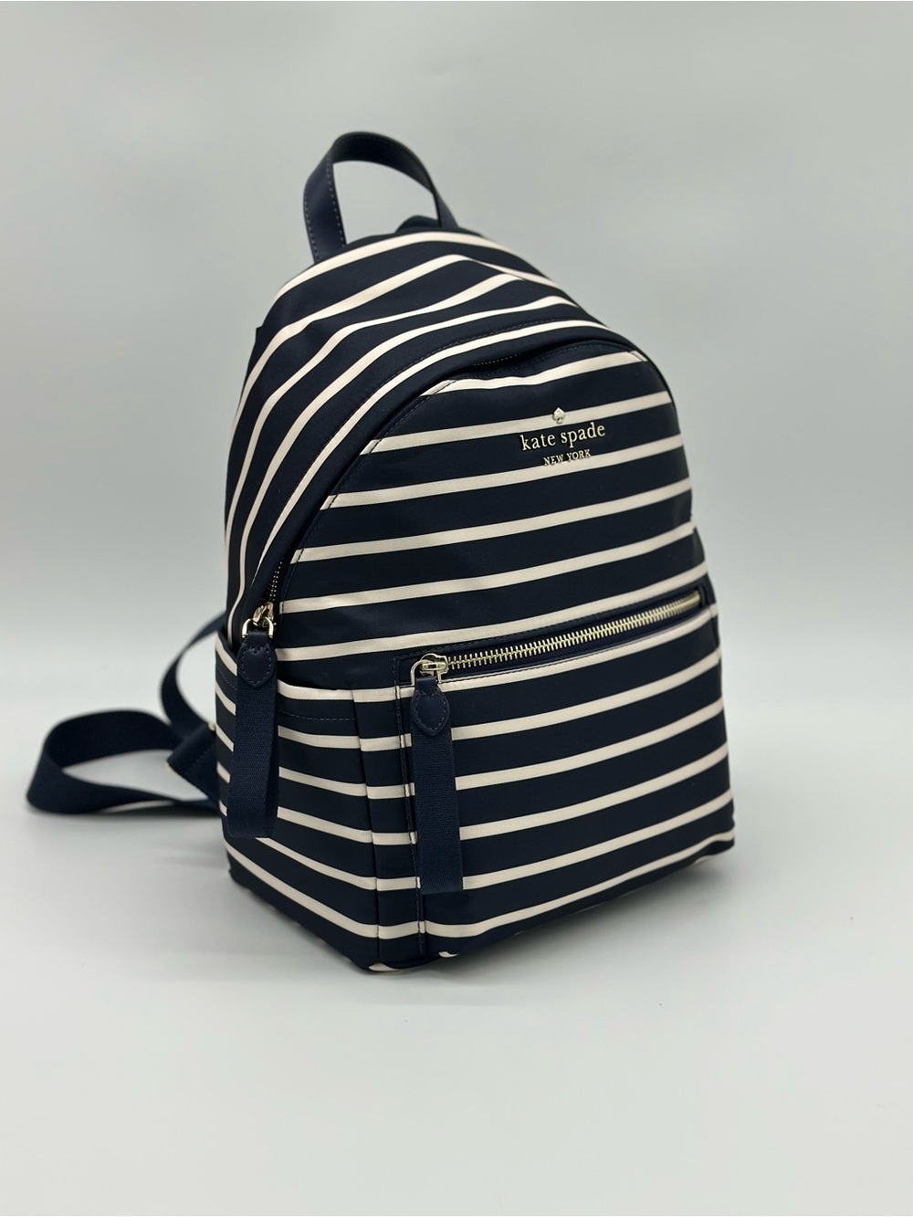 kate spade Navy and White Striped Mini Backpack